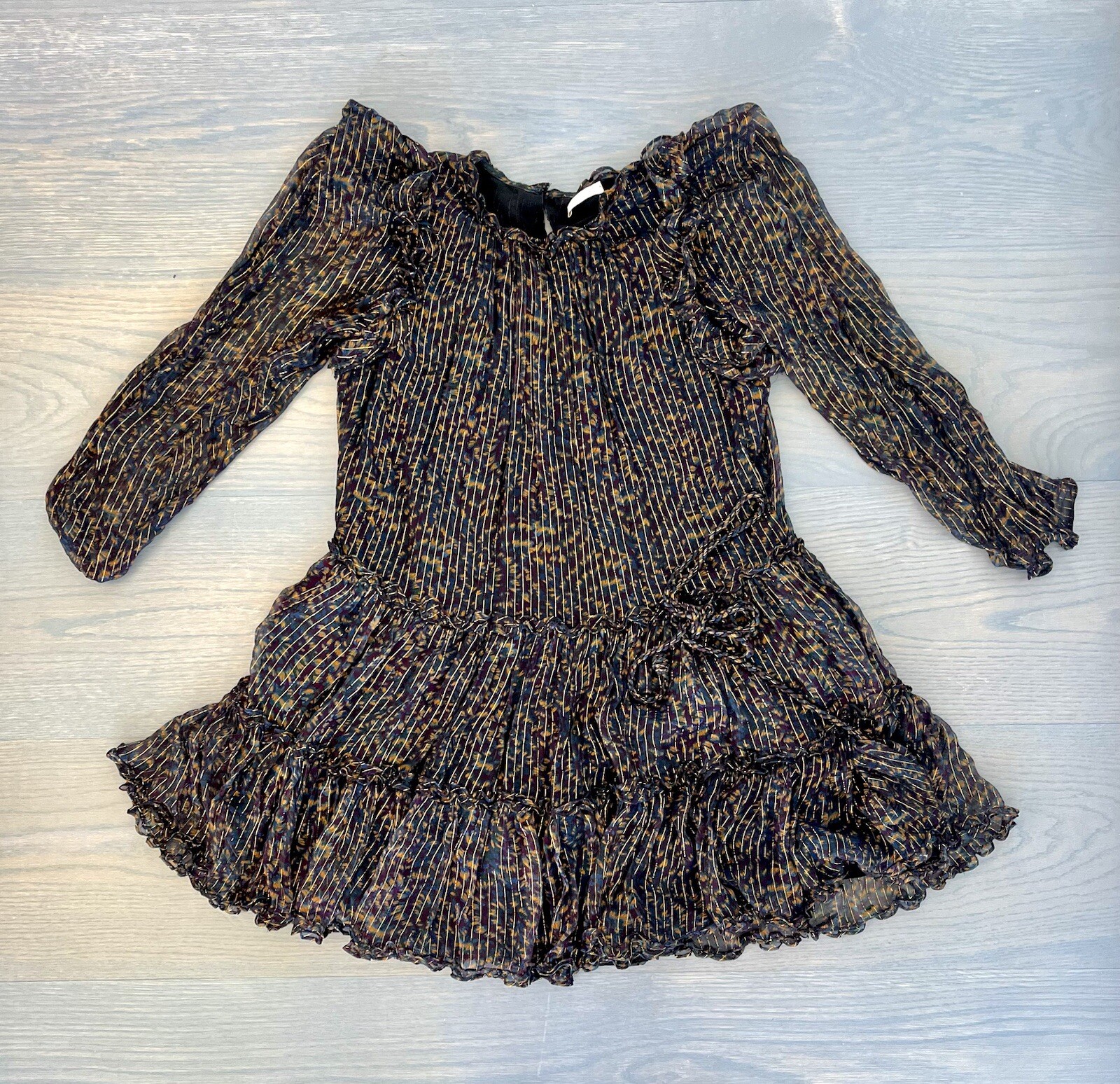 ULLA JOHNSON $690 NEW Gaelle Puff Sleeve Silk Chiffon Mini Dress Long Sleeves image 10