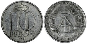 Germany-Democratic Republic Aluminum 1963 A 10 Pfennig KEY DATE VF KM# 10 (213)