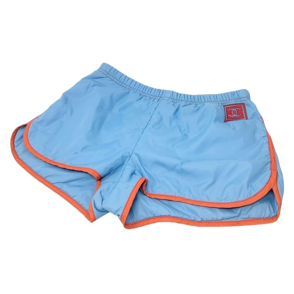 CHANEL Sport Vintage 02S CC Logo Short Pants #36 Shorts Blue Orange Polyamide - Image 4 of 4