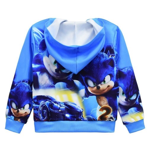 Kids Boys Girl Sonic The Hedgehog 3 Zip Up Coat Jacket Sweater Jumper Tops Gift - Picture 25 of 44