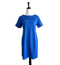 Talbots Blue Cotton Mini Dress Scoop Neck Short Sleeve Casual MP NWT