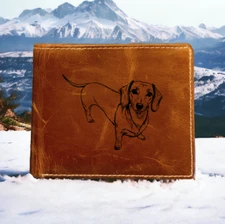 Dachshund Leather Wallet Bifold Premium Quality Buffalo Weiner Dog Gift NEW