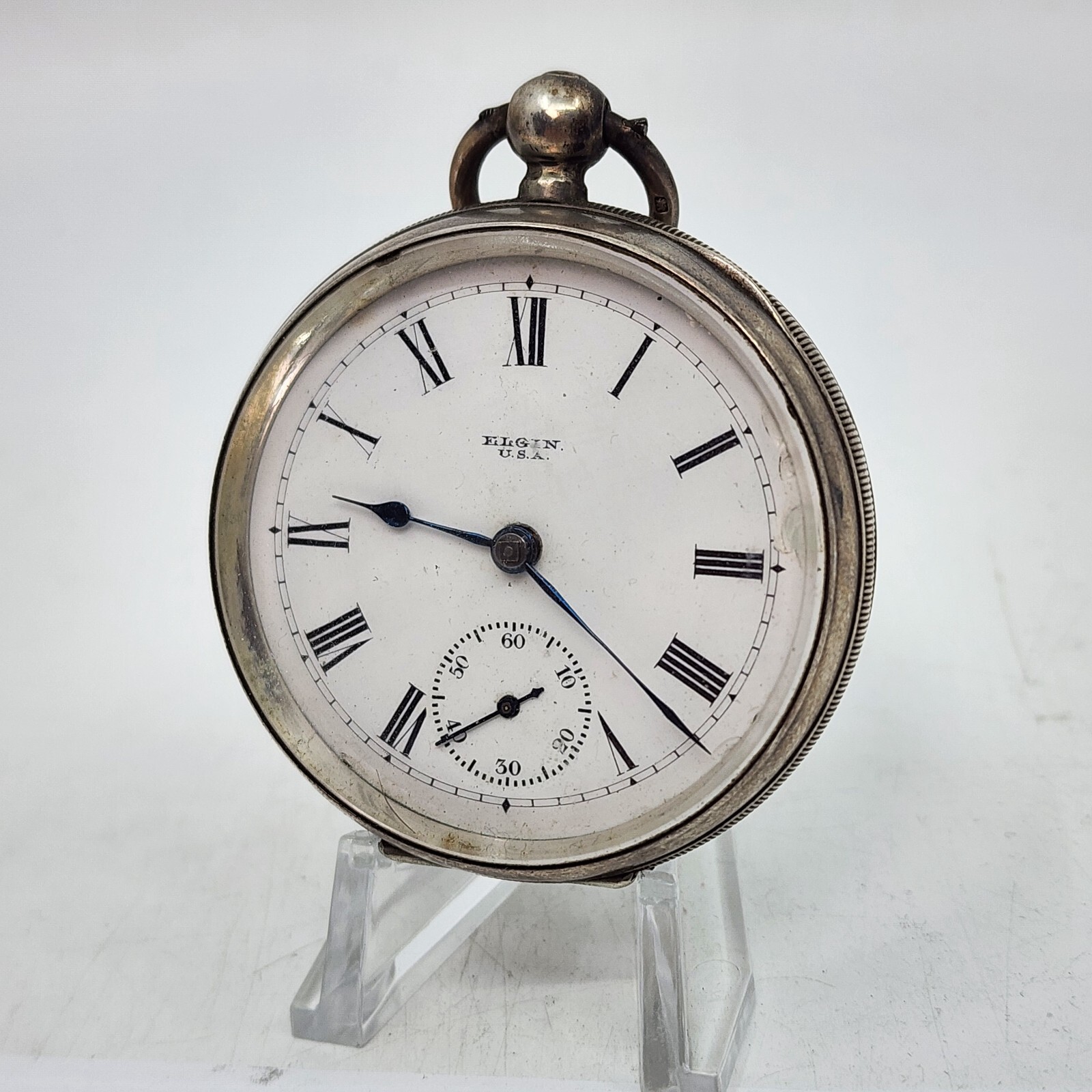 Antique 1885 Elgin Grade 87 18s 11j Sterling Silver Pocket Watch