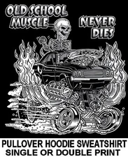 1970-74 OLD SCHOOL MUSCLE HOT ROD OUTLAW DRAG RACE CAR SKULL HOODIE SWEATSHIRT 3