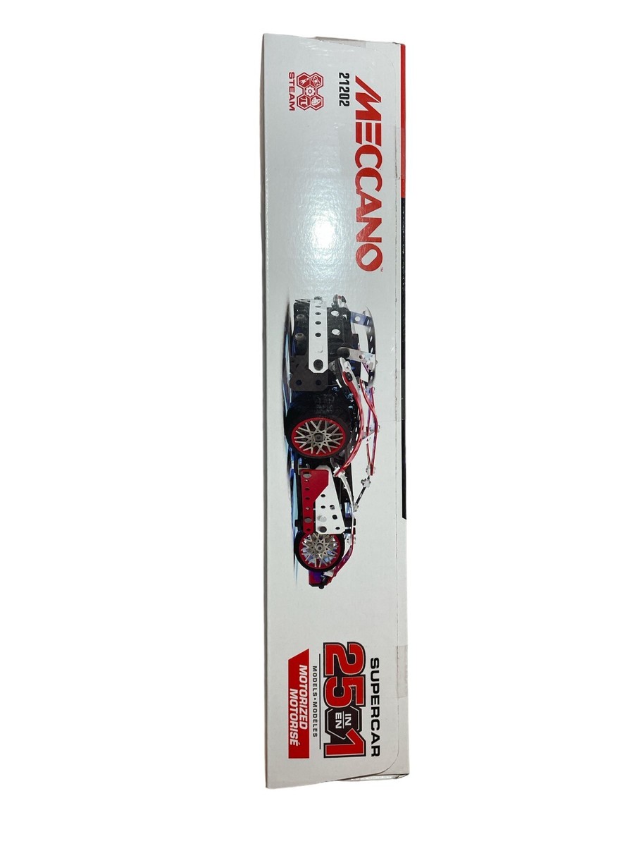 Meccano, 25-in-1 Motorized Supercar STEM Model Building Kit 21202