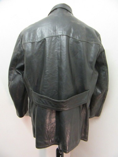 VINTAGE WW2 GERMAN LEATHER KREIGSMARINE HALF BELT JACKET SIZE L - Picture 13 of 21