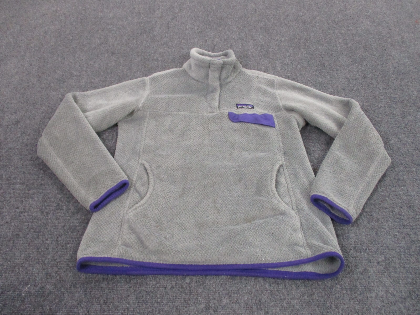 Patagonia Jacket Adult M Gray Snap T Fleece Fuzzy Sweater Outdoors Logo Womens