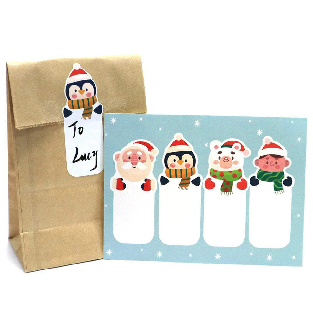 20-80Pcs Fashion Cartoon Cute Merry Christmas Stickers Labels For Gift Decorativ