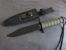 12” Survival Knife Classic Sharpening Stone Survival Kit Compass Green Sawback