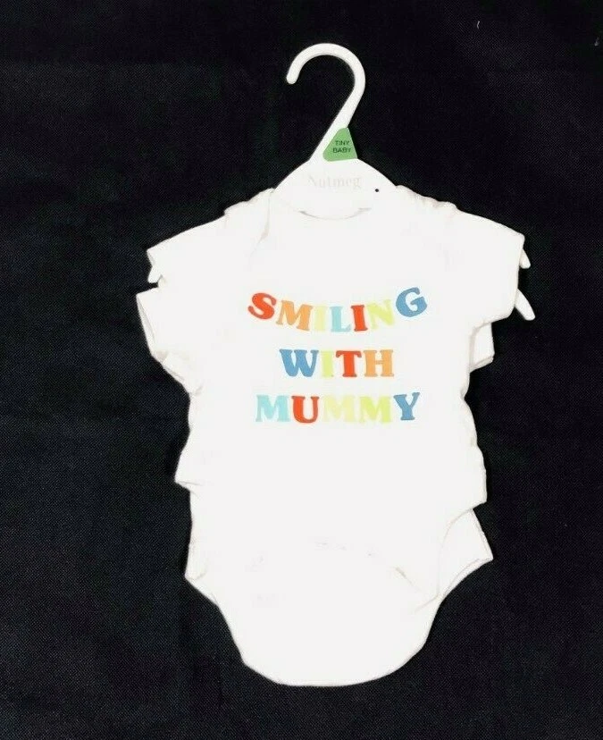 EX NUTMEG Ex Store Baby Junge Mädchen weiß lächelnd mit Mama Body Weste Alter N/B 0 3 6 Monate