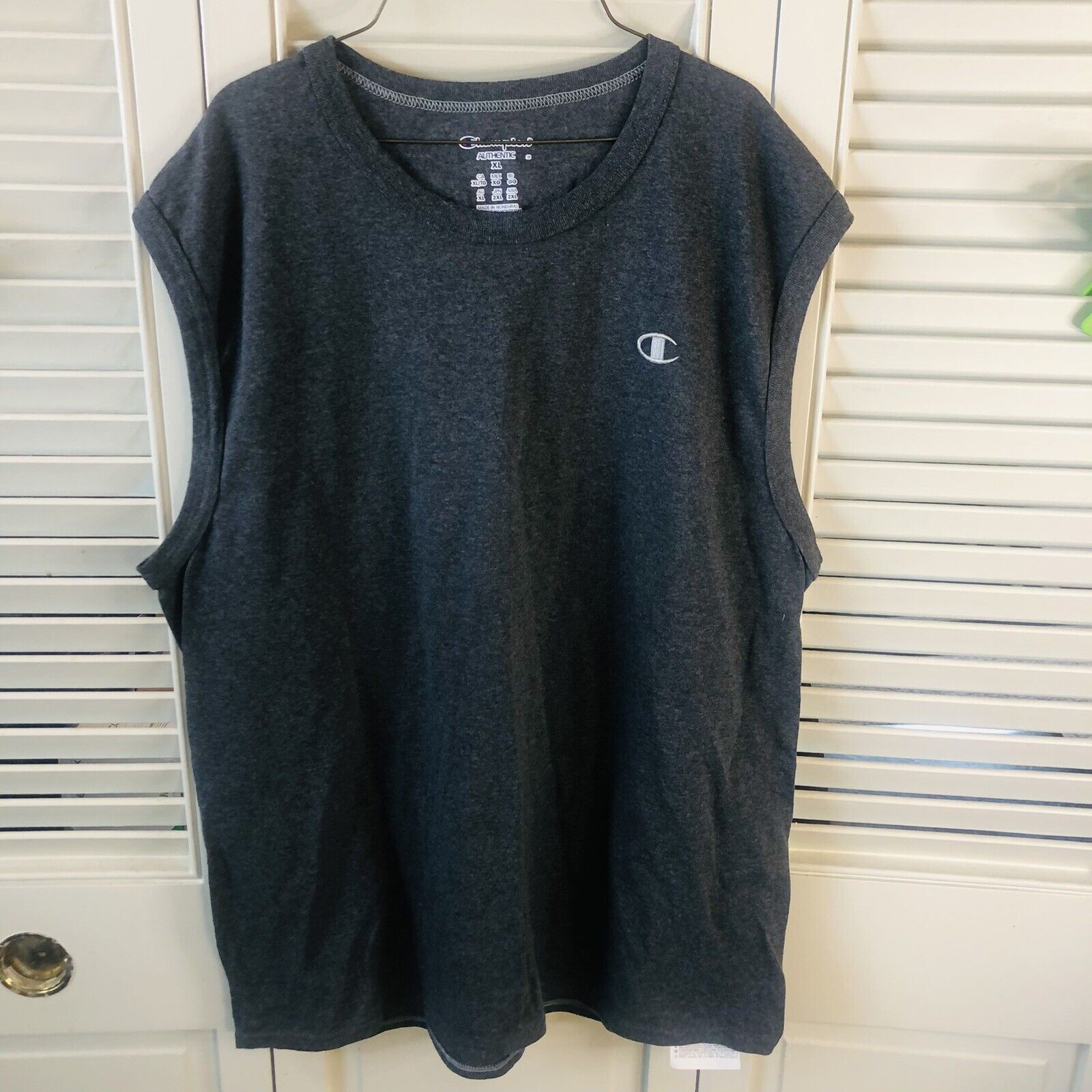 Champion Tank Top Shirt Mens XL Extra Large Gray Sleeveless Cotton Sport Gym Run