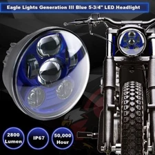 Eagle Lights 5 3/4" Blue LED Projection Headlight Sporster, Dyna & Indian Scout