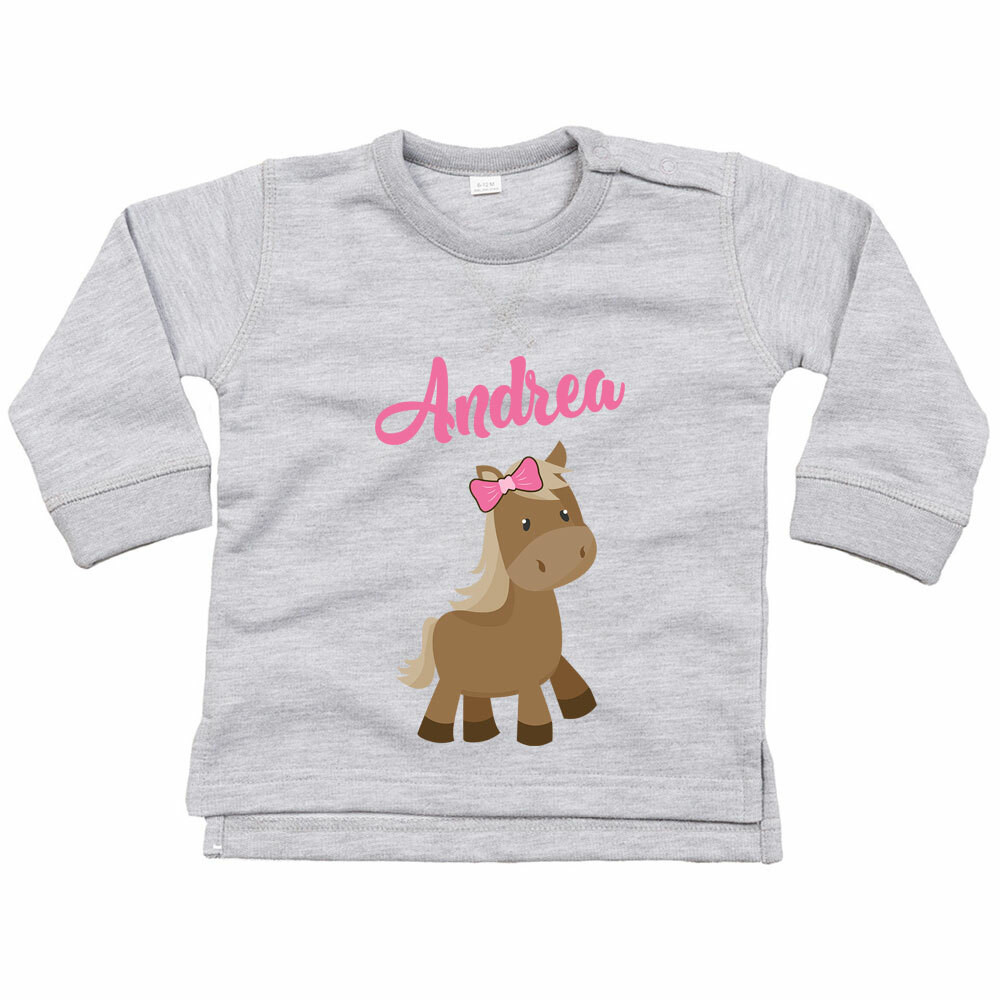 Felpa neonata personalizzata con nome baby pony
