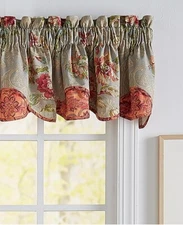 Waverly Fresco Flourish Scalloped Window Lined Valance 100% Cotton 60" L x 16" W