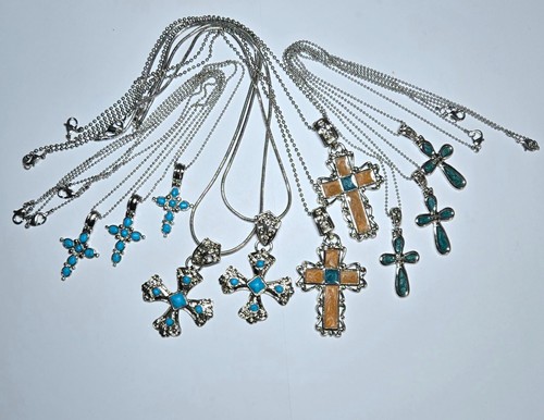 Cross Pendant Jewelry Making Small Simple Religious Silver Tone Mix 1" 12 pcs - 第 1/19 張圖片