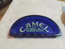 Vintage Cobalt Blue Camel Cigarette Glass Ashtray Half Moon 