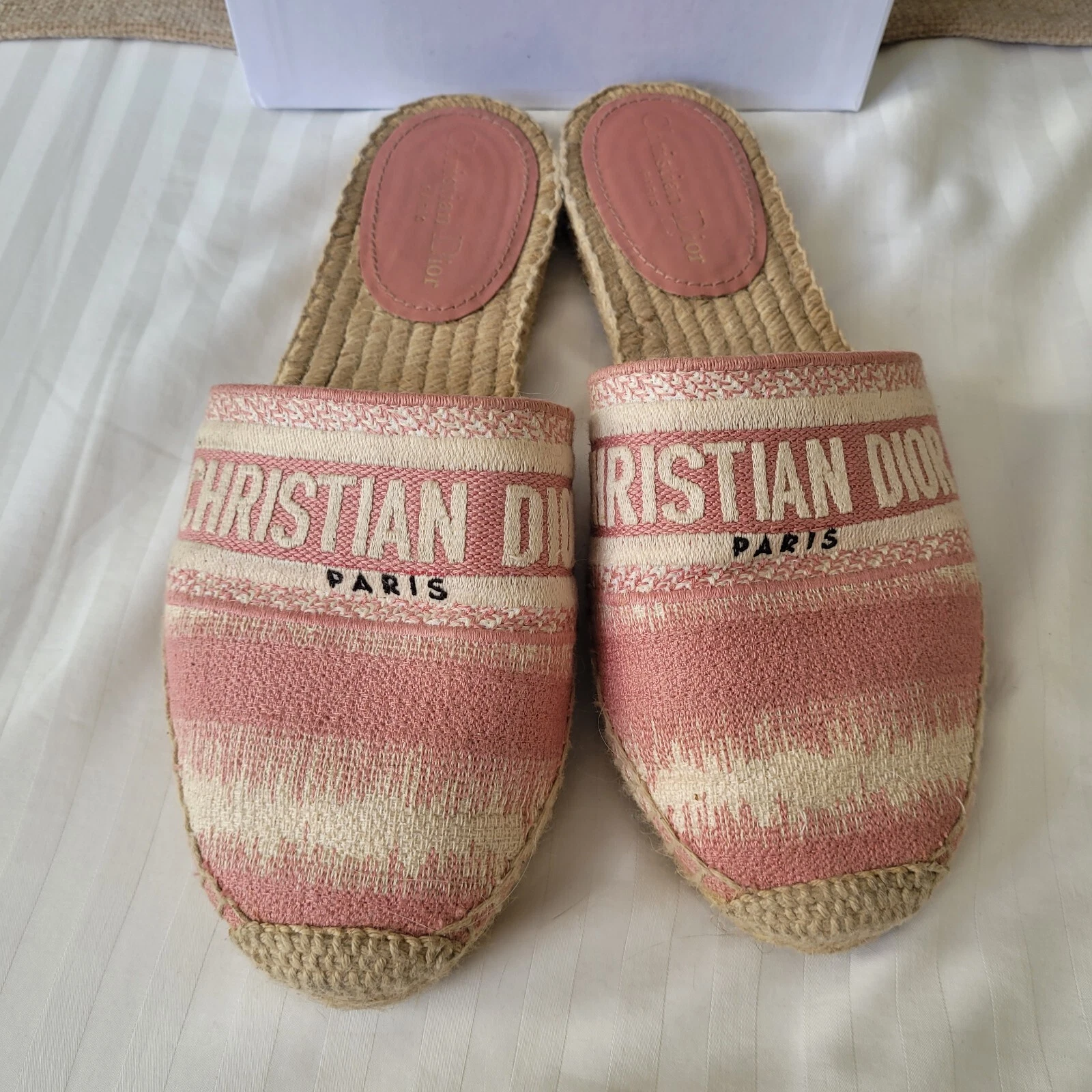 DIOR Granville Embroidered Flats Espadrille Shoes Size 8   38