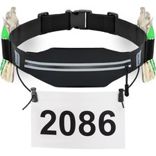 Triathlon Running Cycling Marathon Race Number Bib Holder with 6 Gel Loops and