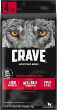CRAVE Grain Free High Protein Adult Dry Dog Food, Beef, 4 lb. Bag
