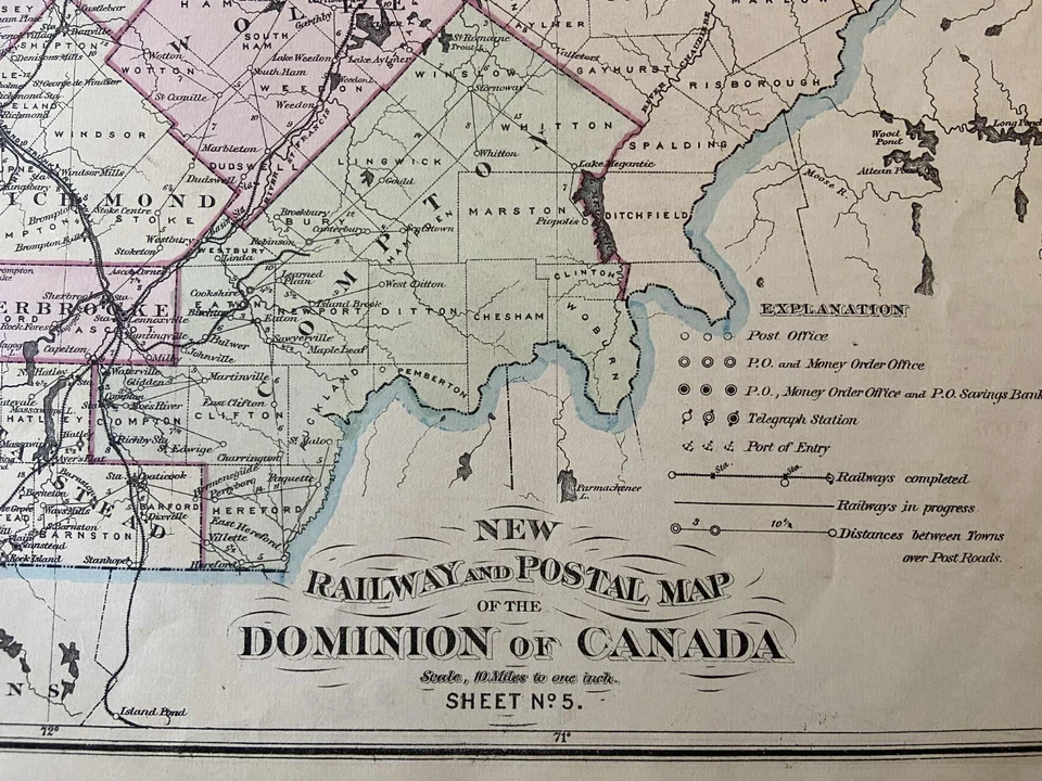 Railway Map of Canada - 1877 - Montmagny/Sheford/Glengarry areas (Sheet 5) - Image 2 of 4