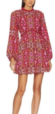 Amur Codi Mini Dress Rosewood Kaleidoscope Paisley Size 0 Red Pink