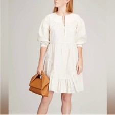 Ulla Johnson Bone Leiko Long Sleeve Cotton Shift Dress Size 10