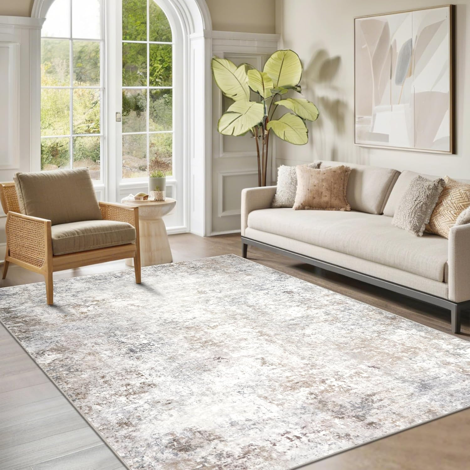 Washable Rugs 5X7 Area Rugs for Living Room,Modern Abstract Rugs for Bedroom,Lar