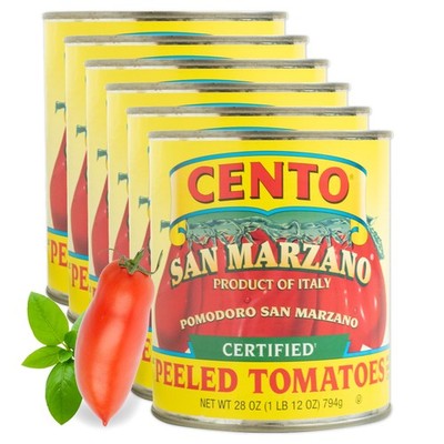 Certified San Marzano Whole Peeled Tomatoes, 28 Oz Pack of 6, Canned Plum Tom...