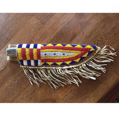 #ad Lakota Sioux Handmade Knife Sheath Native American Indian Beaded Knife Cover $59.99