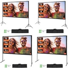 Uimoso Projector Screen with Stand 120/100/150 inch 16:9 4K 1080 HD Movie Screen