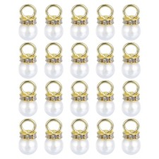 Pearl Charm, 100pcs 8mm Pendants Faux Pearl Beads Charm Gold