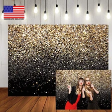 7X5Ft Black and Gold Backdrop Gold Spots Backdrop Vintage Background for Birthda