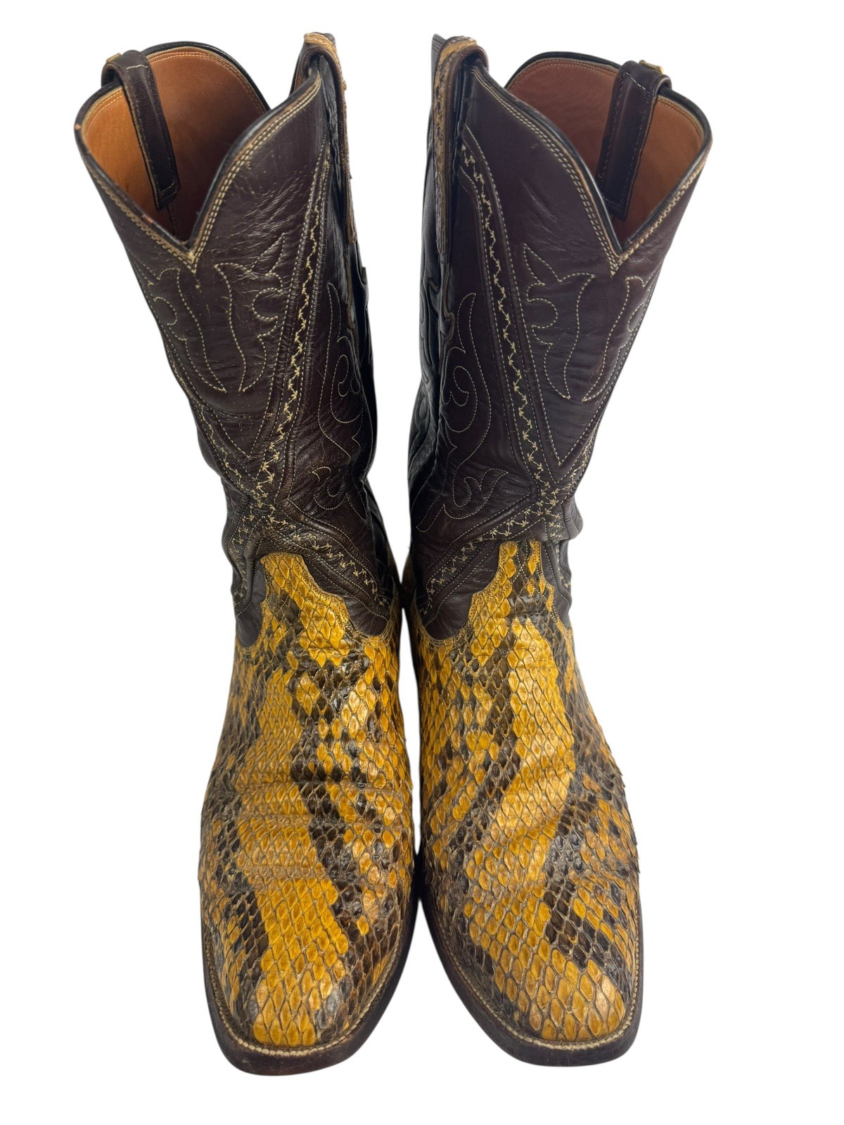 Luchesse Brown Leather Snake Skin Python Cowboy B… - image 6