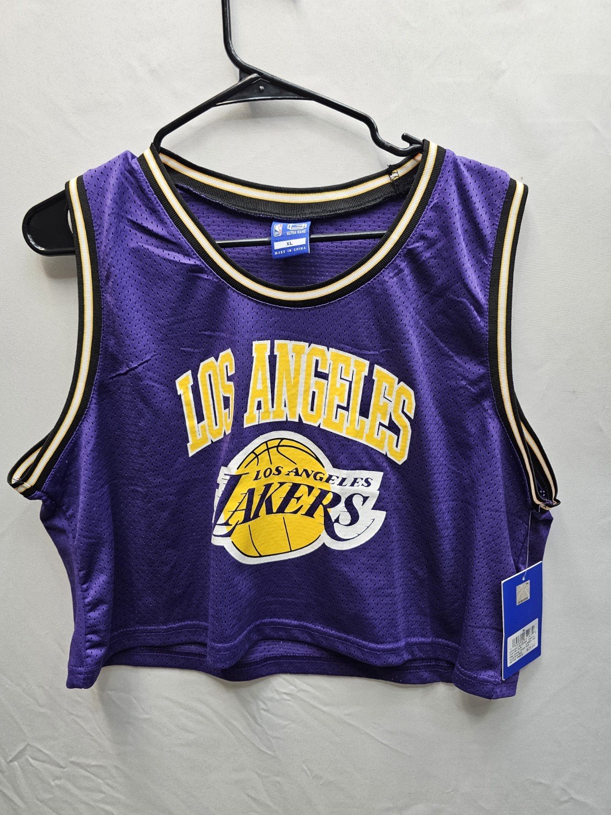 Camiseta corta para mujer Los Angeles Lakers XL Ultra Game NBA púrpura NUEVA