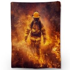Firefighter Blanket, Soft Cozy Lightweight Flannel Throw Blanket for Couch, B...