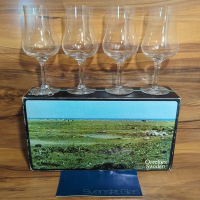Orrefors Elixir Wine Tasting Glasses By Nils Lanberg 1969 Original Box