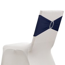 20 Pack Chair Sashes, Stretch Chair Cover Band Bows Cover Band, Navy Blue