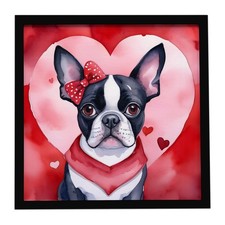 Caroline's Treasures Boston Terrier My Valentine Framed Metal Print DAC5296MFP88