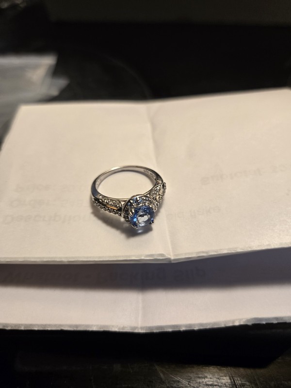 Beautiful Size 6 Sterling Silver Ring (Aquamarine Or Light Blue Sapphire)
