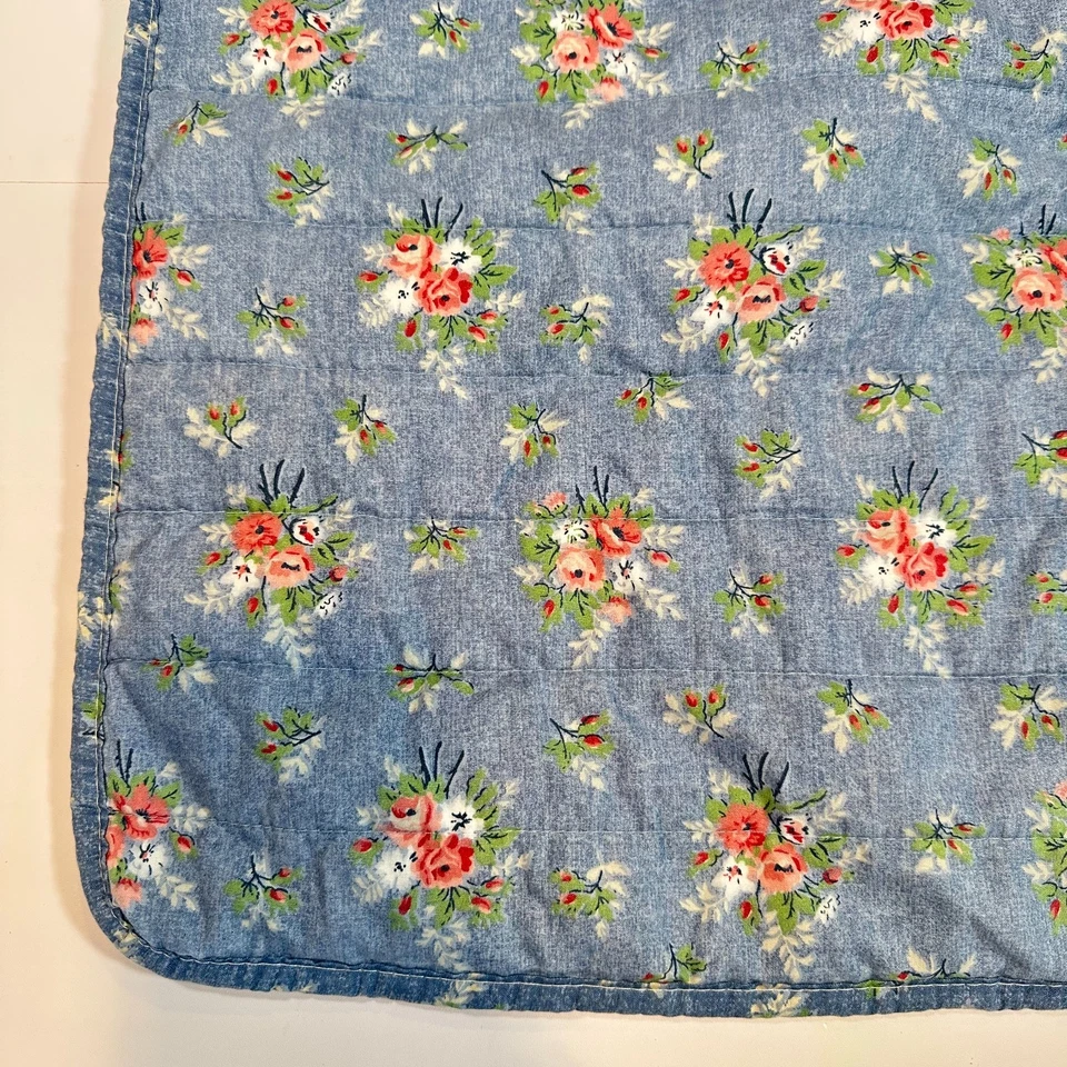 Almohada acolchada reversible floral Shabby Chic 21"x27" azul rosa Cottagecore Foto 3 de 4