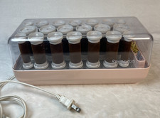 VTG Remington KF-20-1 Hot Rollers 20 Velvet Rollers 17 Clips Tested Pink/Brown