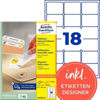 Avery Zweckform Etiketten L6025REV-25 Weiß 63,5 X 46,6 Mm, 30 Blatt