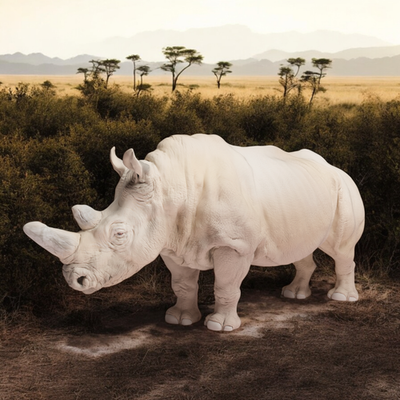 #ad Northern White Rhino Resin 3D Resin Printed Model Railroad Diorama Unpainted $17.99