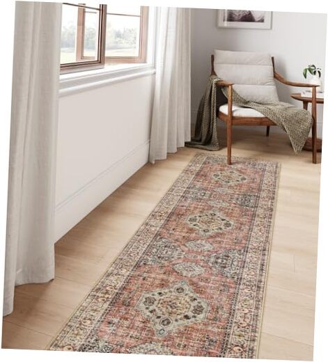 Non Slip Oriental Washable Runner Rug for Hallways 2x7