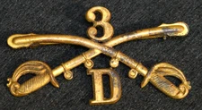 Spanish American War US Army 3rd Cavalry Regiment D Company Hat Cap Insignia Pin