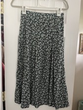 Vintage Jane Schaffhausen Belle France Black and teal floral pleated wrap skirt