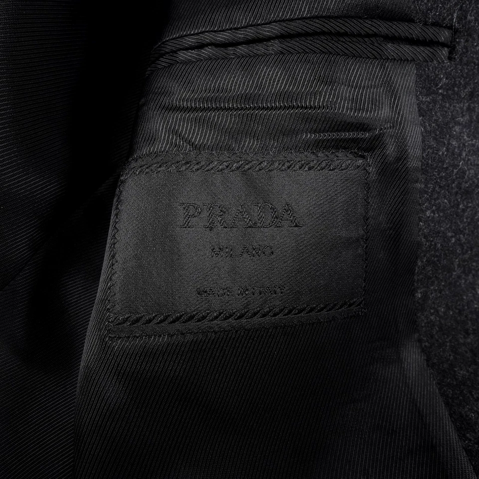 Chaqueta Prada Vintage Para Hombres 52 IT Grande 42 EE. UU. Negro Gris Lana Abrigo Deportivo Blazer Foto 4 de 4