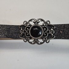 Chicos Belt Womens Size Medium Embossed Faux Leather Belt Metal Buckle Jewel