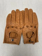 Harssidanzar Mens Lambskin XS/Small Leather Driving Gloves GM026 Brown