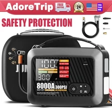8000A Car Jump Starter with Air Compressor Battery Jumper Box Heavy Duty Truck